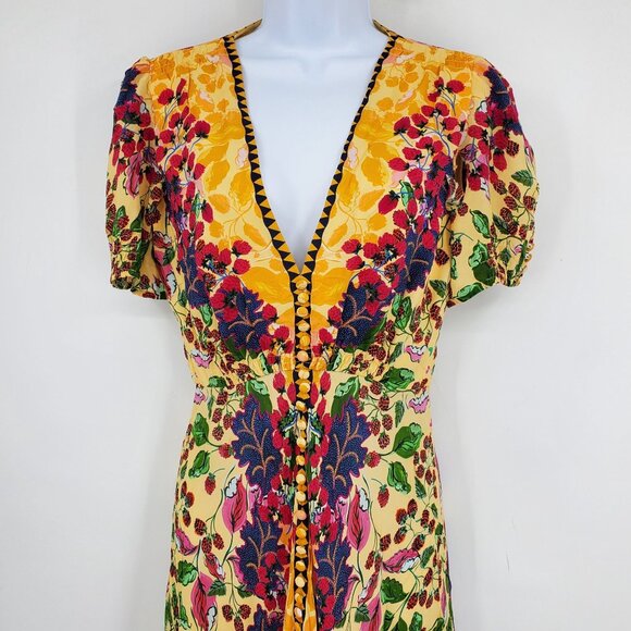 Saloni 100% Silk Lea Boho Chic Hourglass Resort Vacation Maxi Formal Dress 6 - Picture 11 of 14